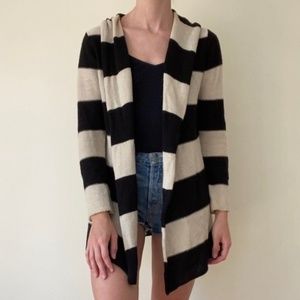 VINTAGE Stripe Hooded Shawl Sweater